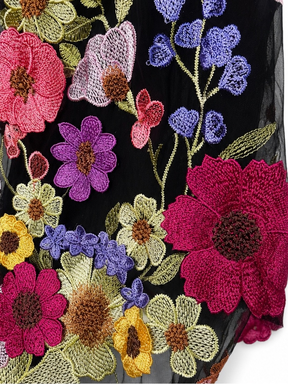 Lulus ✨ Thriving Poise Black 3D Floral Embroidered Tie-Strap Maxi Dress - Picture 7 of 16